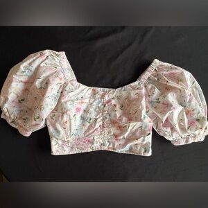 Abercrombie and Fitch Floral Puff Sleeve Crop Top